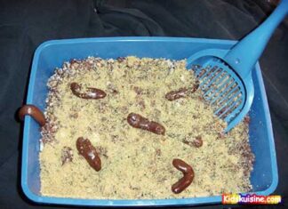 RECETA: Torta que parece un sanitario con caca de gato Torta que parece un sanitario de gato